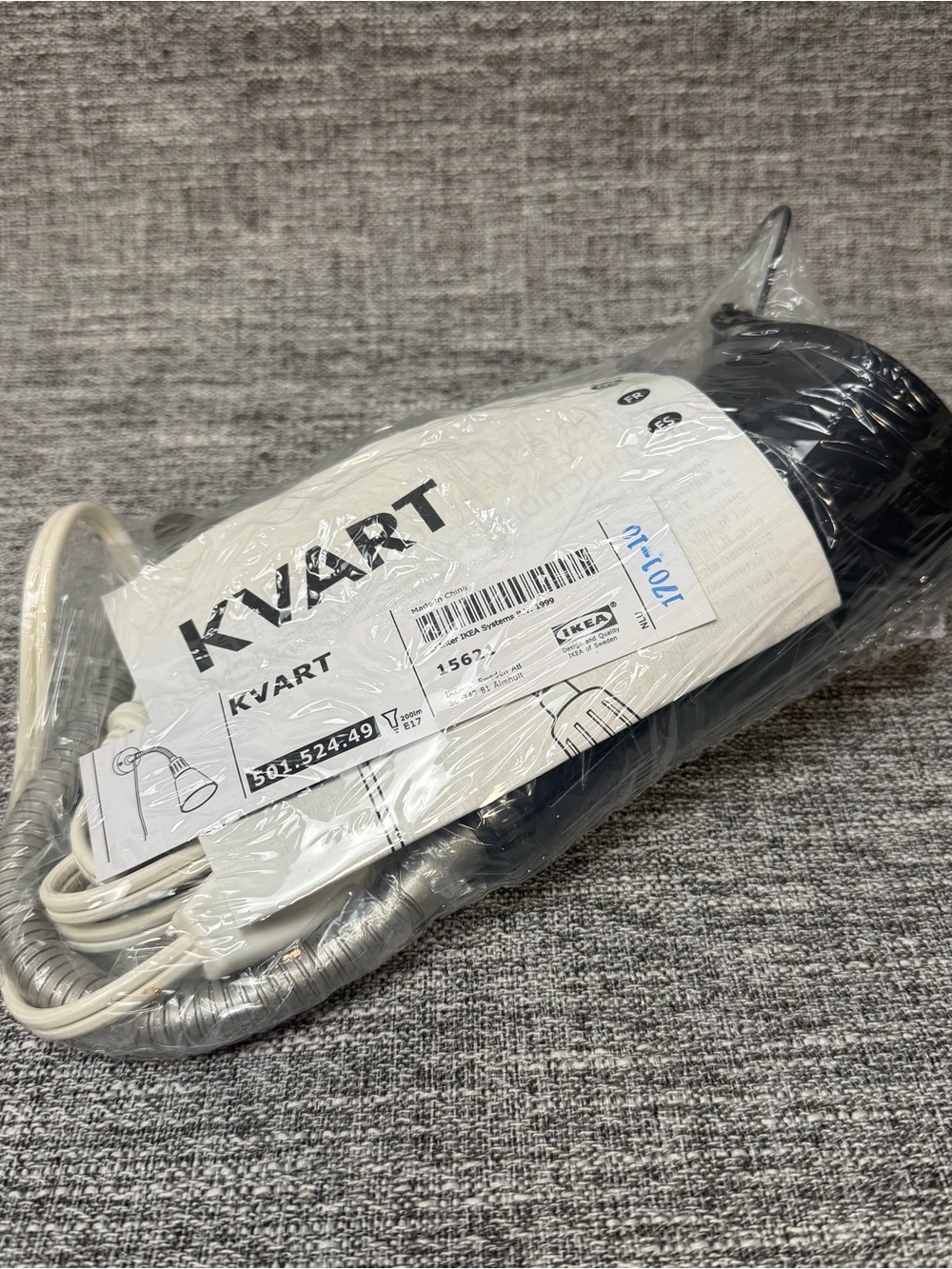 IKEA KVART 1999 Black Gooseneck Plug In Wall Lamp 501.524.49 New